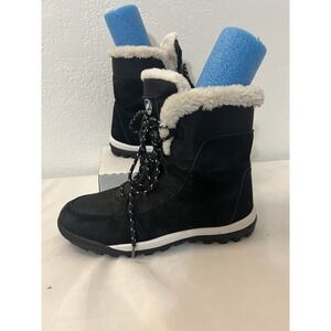 Tamarack Womens Boots Size 8 Black White Lined Leather Snow Winter Lace Up
